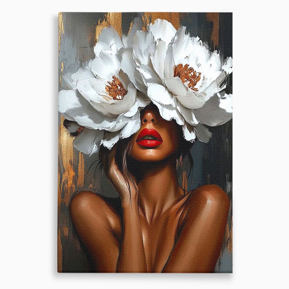 Tablou canvas cu tablou canvas cu portret de femeie, fara rama, pe sasiu de lemn